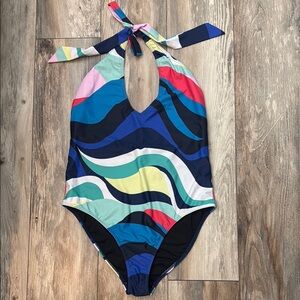 VENUS Colorful Wave Pattern Halter One Piece